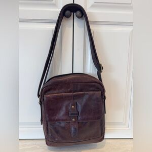 Fossil Brown Leather Crossbody Messenger Bag 11x12 Adjustable Strap